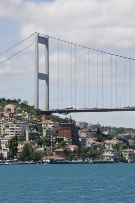 Framed Print : The town of Rumeli Hisari and the Fatih Mehmet Bridge on the Bosphorus Framed Print : The town of Rumeli Hisari and the Fatih Mehmet Bridge on the Bosphorus