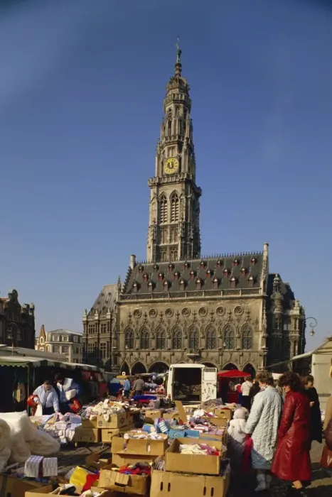 Framed Print : Town Square with market, Arras, Nord Pas de Calais, France, Europe Framed Print : Town Square with market, Arras, Nord Pas de Calais, France, Europe