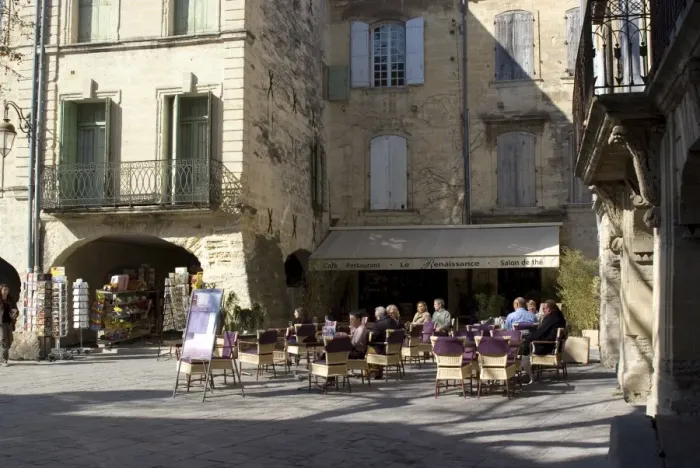 Framed Print : Town square, Uzes, Languedoc, France, Europe Framed Print : Town square, Uzes, Languedoc, France, Europe