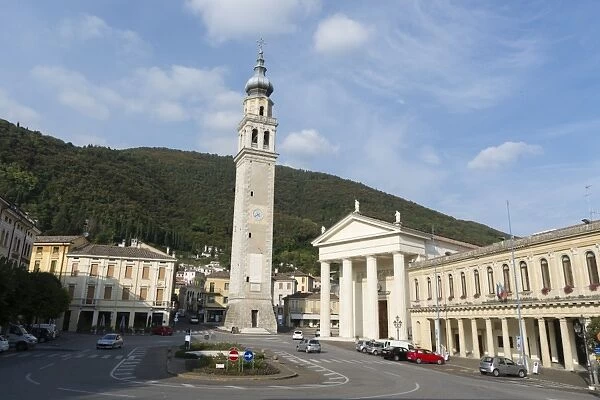 The town of Valdobbiadene, Valdobbiadene, Veneto, Italy, Europe