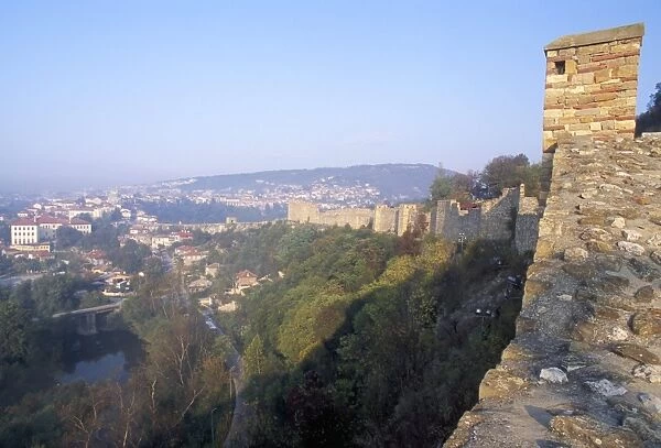 Town of Veliko Tarnovo and walls of Tsarevets fortress from Tsarevetes Hill