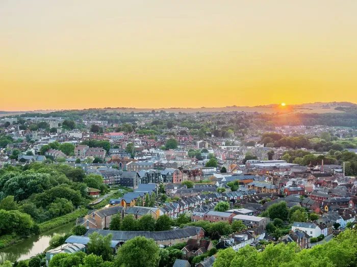Framed Print : Townscape at sunset, Lewes, East Sussex, England, United Kingdom, Europe Framed Print : Townscape at sunset, Lewes, East Sussex, England, United Kingdom, Europe