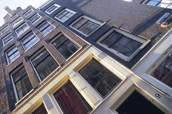 Detail of traditional Amersterdam house facade at Singel canal
