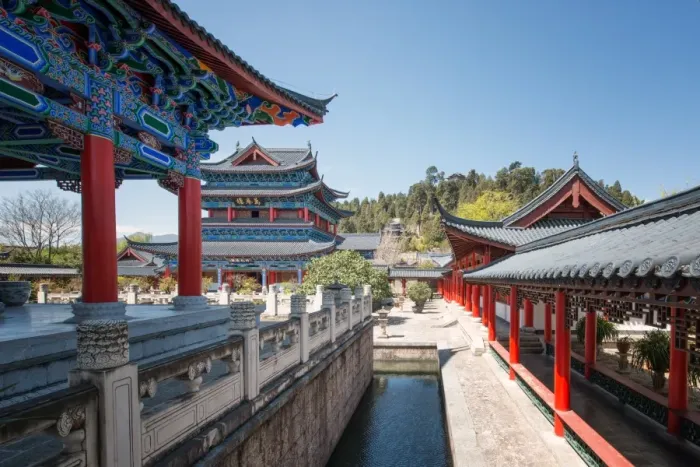 Framed Print : Traditional architecture with colourful wood carvings at Mu Fu complex (Mu Residence), in Lijiang, Yunnan province, China. Asia Framed Print : Traditional architecture with colourful wood carvings at Mu Fu complex (Mu Residence), in Lijiang, Yunnan province, China. Asia