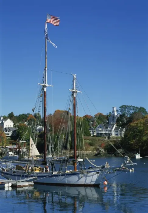 Framed Print : Traditional boat flying the Stars & Stripes, moored in the harbour at Rockport Framed Print : Traditional boat flying the Stars & Stripes, moored in the harbour at Rockport
