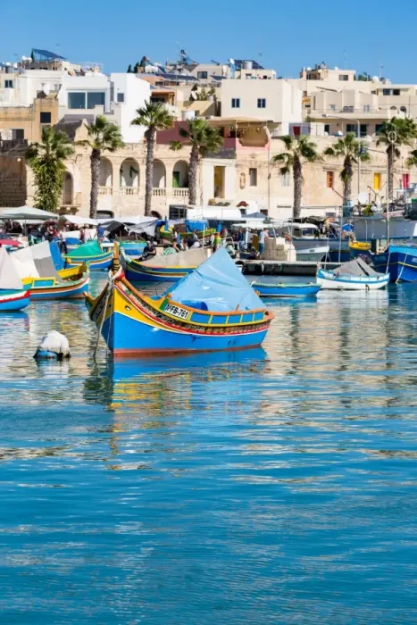 Framed Print : Traditional brightly painted fishing boats in the harbour at Marsaxlokk, Malta, Mediterranean Framed Print : Traditional brightly painted fishing boats in the harbour at Marsaxlokk, Malta, Mediterranean