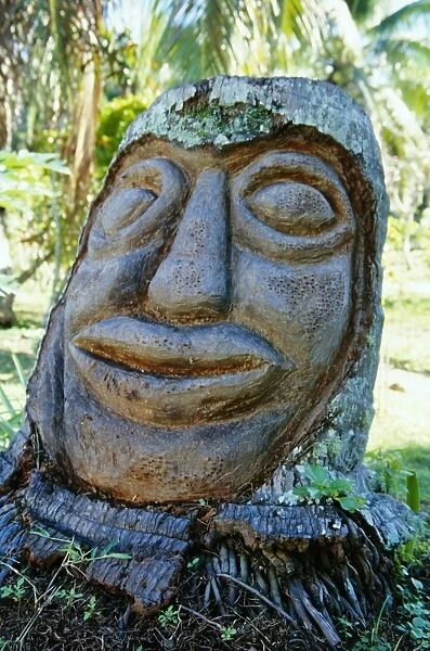 Traditional carvings, cultural museum, Rarotonga, Cook Islands, Polynesia