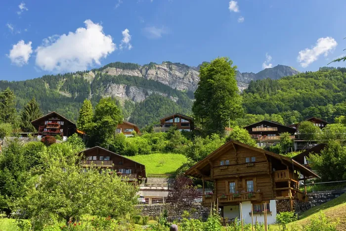 Framed Print : Traditional chalets with Brienzer Rothorn mountain, Brienz, Bernese Oberland, Switzerland Framed Print : Traditional chalets with Brienzer Rothorn mountain, Brienz, Bernese Oberland, Switzerland