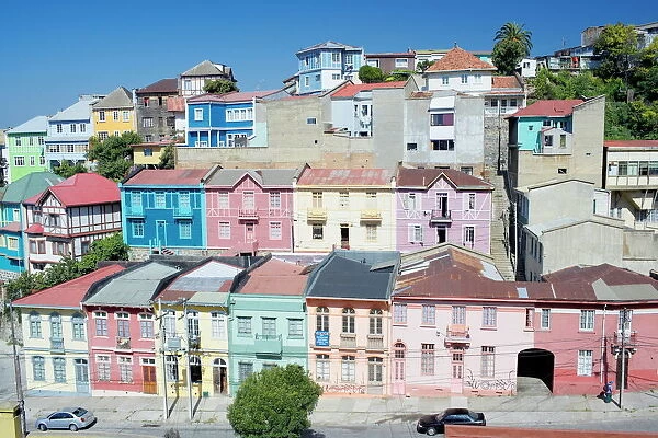 Traditional colorful houses, Valparaiso, UNESCO World Heritage Site, Chile, South America
