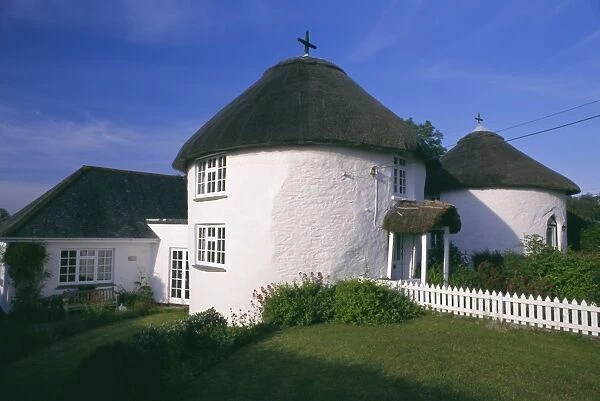 Traditional Cornish round houses, Cornwall, England, UK, Europe