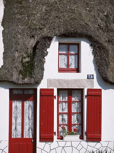 Traditional cottage detail, La Grande Briere, Morbihan, Brittany, France, Europe