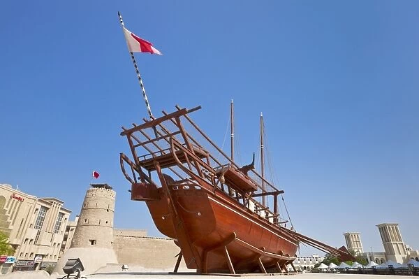 Traditional dhow, Dubai Museum, Al Fahidi Fort, Bur Dubai, United Arab Emirates