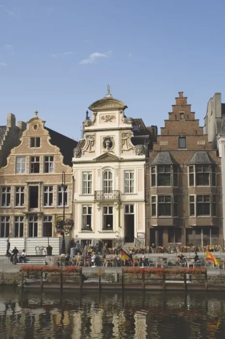 Framed Print : Traditional gabled houses by the river, Ghent, Belgium, Europe Framed Print : Traditional gabled houses by the river, Ghent, Belgium, Europe