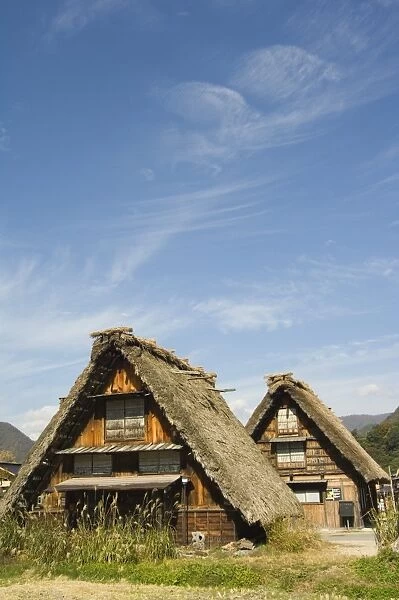 Traditional gassho zukuri thatched roof houses