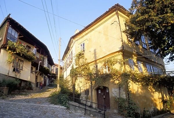 Traditional houses in old town of Veliko Tarnovo, Bulgaria, Europe