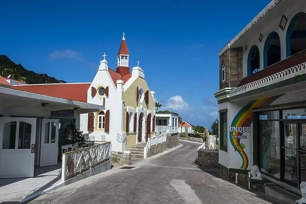 Traditional houses in Windwardside, Saba, Netherland Antilles, West Indies, Caribbean
