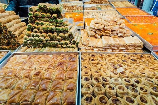 Traditional Israeli sweets in a market in Jerusalem, Israel, Middle East
