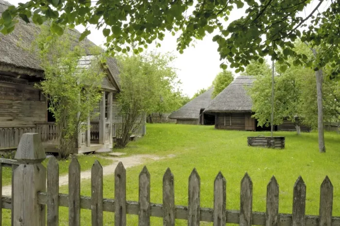 Framed Print : Traditional Lithuanian farmsteads from the Aukstaitija region