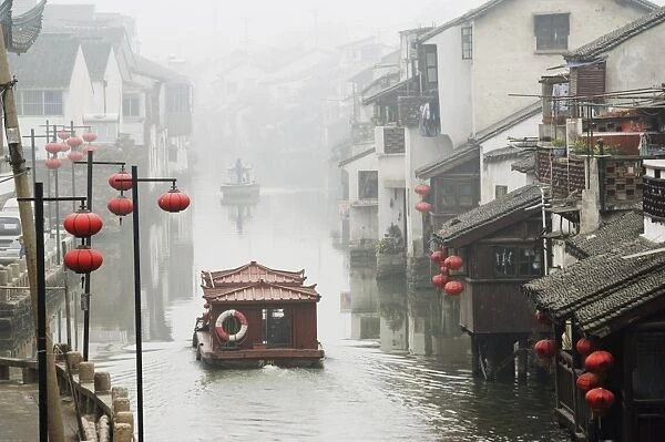 Traditional old riverside houses in Shantang water town, Suzhou, Jiangsu Province