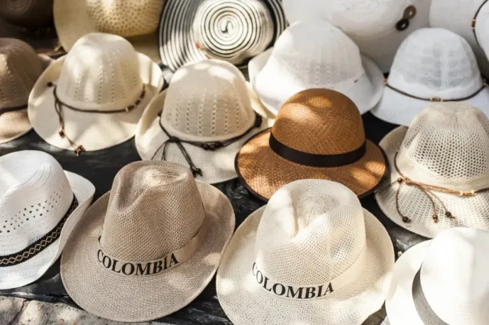 Framed Print : Traditional Panama hats for sale at a street market in Cartagena, Colombia, South America Framed Print : Traditional Panama hats for sale at a street market in Cartagena, Colombia, South America