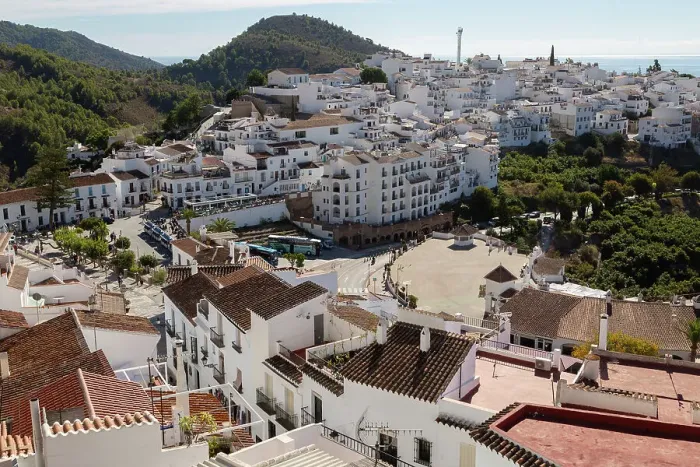 Framed Print : Traditional pueblo blanco whitewashed houses in village of Frigiliana, Axarquia, Andalusia, Spain, Europe Framed Print : Traditional pueblo blanco whitewashed houses in village of Frigiliana, Axarquia, Andalusia, Spain, Europe