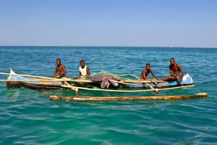 Framed Print : Traditional rowing boat in the turquoise water of the Indian Ocean, Madagascar, Africa Framed Print : Traditional rowing boat in the turquoise water of the Indian Ocean, Madagascar, Africa