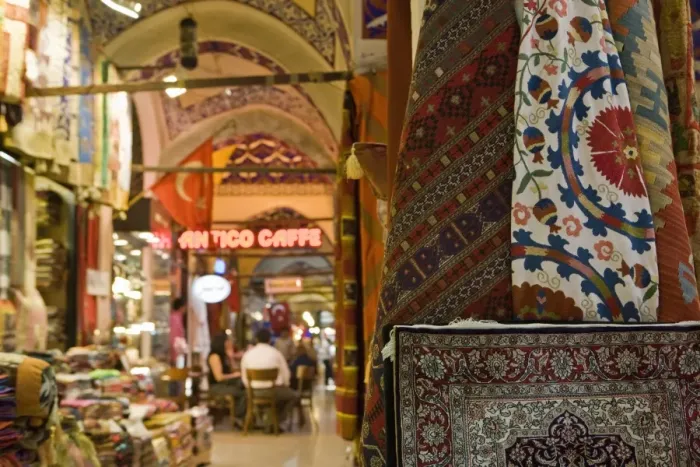 Framed Print : Traditional rugs with cafe in the background, Grand Bazaar, Istanbul, Turkey, Europe Framed Print : Traditional rugs with cafe in the background, Grand Bazaar, Istanbul, Turkey, Europe