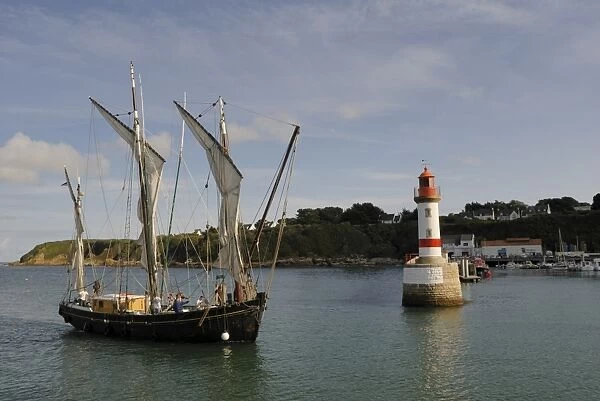 Traditional sailing vessel, Port Tudy, Ile de Groix, Brittany, France, Europe