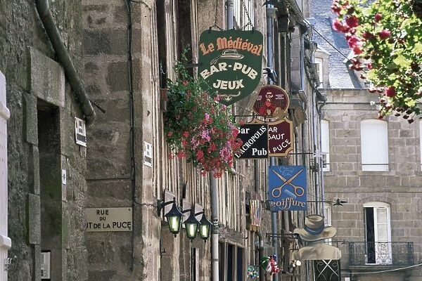 Traditional signs, Dinan, Cotes d Armor, Brittany, France, Europe