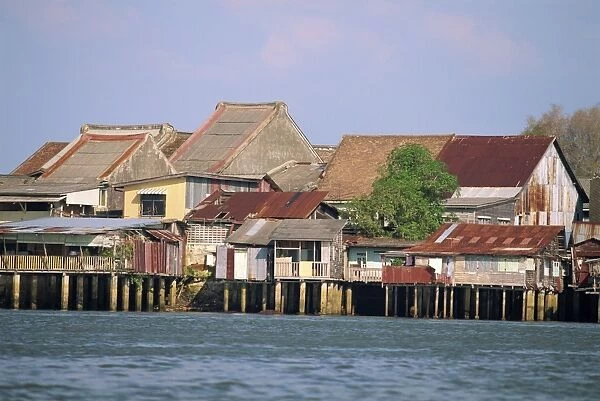 Traditional stilt houses by the Terengganu River in Kuala Terengganu