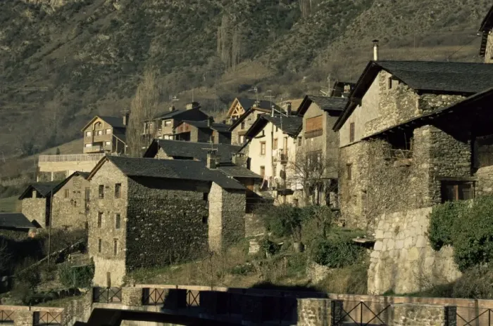 Framed Print : Traditional stone Pyrennean mountain dwellings, Les Bons, Andorra, Europe Framed Print : Traditional stone Pyrennean mountain dwellings, Les Bons, Andorra, Europe