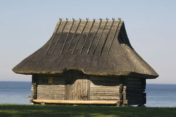 Traditional thatched roof farmhouse, National Open Air Museum, Rocca Al Mar