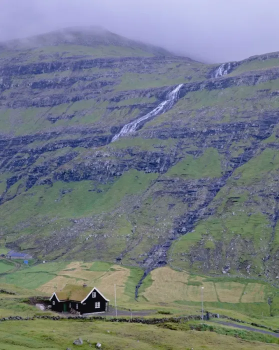Framed Print : Traditional turf roofed house and hills at Saksun, Streymoy Island, Faroe Islands Framed Print : Traditional turf roofed house and hills at Saksun, Streymoy Island, Faroe Islands