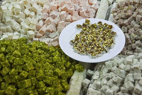 Traditional Turkish Delight for sale, Spice Bazaar, Istanbul, Turkey, Western Asia