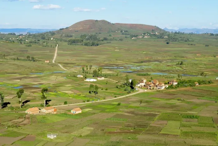 Framed Print : Traditional village on hill around Antsirabe, Madagascar, Africa Framed Print : Traditional village on hill around Antsirabe, Madagascar, Africa