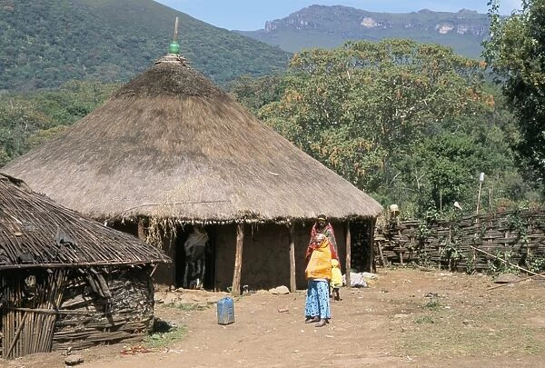 Traditional village house in Bale Mountains, Southern Highlands, Ethiopia, Africa