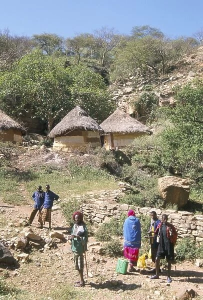 Traditional village houses in village of Sof Omar, Southern Highlands, Ethiopia, Africa