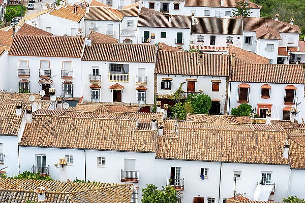 Traditional white houses of Zahara de la Sierra in Pueblos Blancos region, Andalusia, Spain, Europe