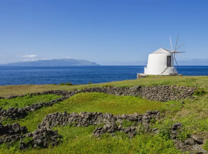 Framed Print : Traditional windmill, Vila do Corvo, Corvo, Azores, Portugal, Atlantic, Europe