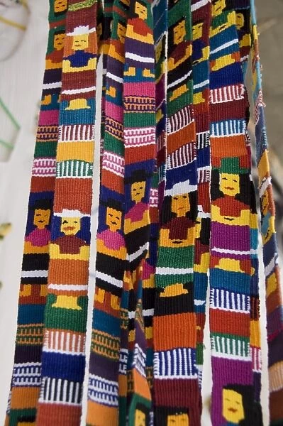 Traditional woven fabrics in tourist shop