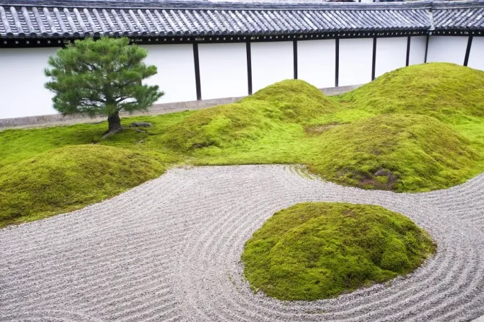 Framed Print : Traditional Zen Raked Gravel Garden, Hojo Hasso (Zen) Garden, Tofuku-ji, Kyoto, Japan, Asia