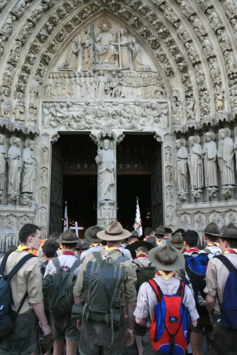 Framed Print : Traditionalist Catholic scouts rally on Pentecost (Whitsunday), Notre Dame cathedral Framed Print : Traditionalist Catholic scouts rally on Pentecost (Whitsunday), Notre Dame cathedral