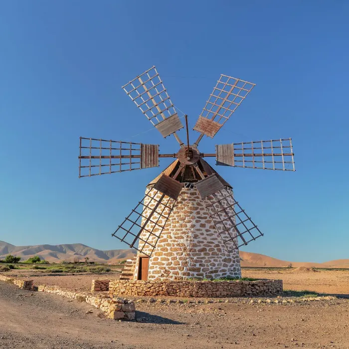 Framed Print : Traditionell windmill Molino de Tefia, Tefia, Fuerteventura, Canary Islands, Spain, Atlantic, Europe