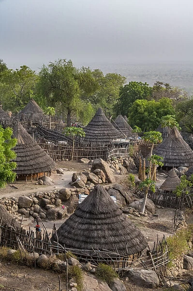 Tradtional huts of the Otuho (Lotuko) tribe in a village in the Imatong mountains