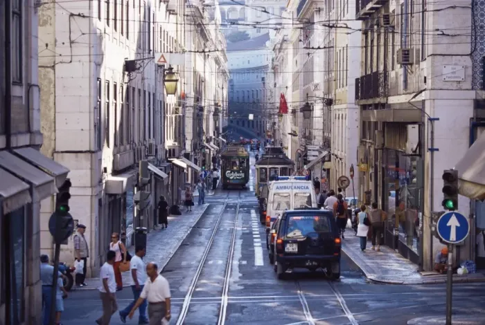 Framed Print : Traffic in the Baixa area Framed Print : Traffic in the Baixa area