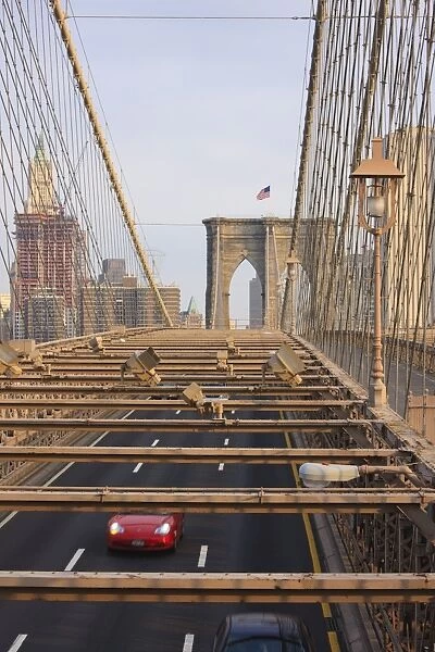 Traffic on Brooklyn Bridge, New York City, New York, United States of America