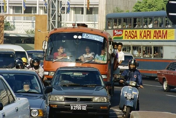 Traffic on a busy street in Jakarta