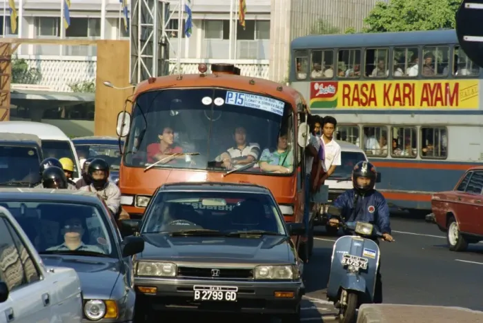 Framed Print : Traffic on a busy street in Jakarta Framed Print : Traffic on a busy street in Jakarta