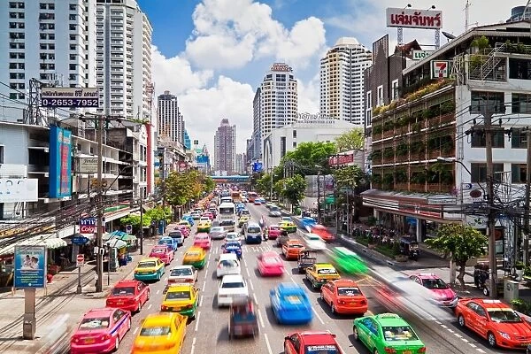 Traffic congestion in Central Bangkok, Thailand, Southeast Asia, Asia