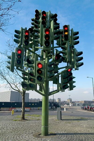 Traffic lights, Canary Wharf, Docklands, London E14, England, United Kingdom, Europe